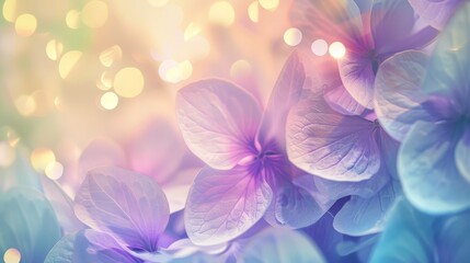 Elegant spring wallpaper with lavender mint yellow petals and glowing edges background