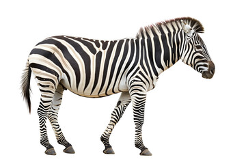 Obraz premium Side View of Zebra Isolated on White Background