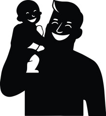 silhouette illustration of father and child 