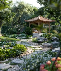 Chinese style garden landscape design renderings