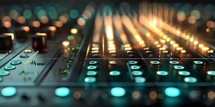 Closeup of control panel with flashing lights and changing numbers representing data transmission through 5G technology. Concept 5G Technology, Data Transmission, Control Panel, Flashing Lights