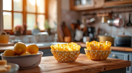 A warm kitchen scene unfolds with various bowls of food covered in reusable beeswax wraps, showcasing a sustainable approach to storing delicious meals