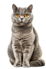 Fototapeta premium Front View of Beautiful British Shorthair Cat Sitting