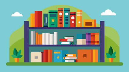 Fototapeta premium A lending library set up where residents can borrow and exchange books and movies.. Vector illustration