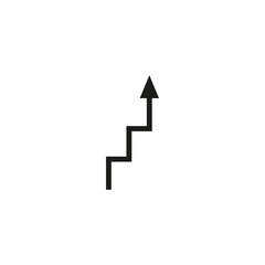 Angular arrow in the shape of stair treads. Vector illustration. 
