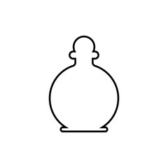 Vintage perfume bottle. Vector icon in outline and line art style. Isolated illustration on white background.