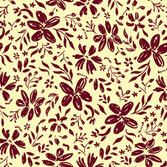 Trendy floral seamless pattern collection. Set of vintage 70s style flower background illustration. Colorful pastel color groovy artwork bundle, y2k nature backgrounds with spring plants