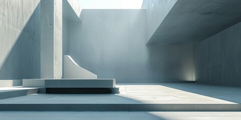Interior view of a room with stairs ascending