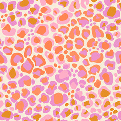 Animal skin seamless pattern. Leopard`s spotted fur imitation.