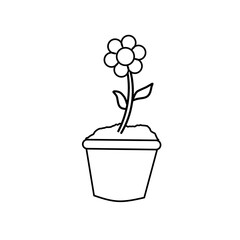 Beautiful Flower Pot And Line Art