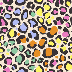 Animal skin seamless pattern. Leopard`s spotted fur imitation.