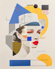 Abstract Portrait of a Woman: Vibrant colors and Geometric Art with Bold Red Lips and Modern, Minimalist Design Elements Wallpaper Digital Art Poster Brainstorming Map Magazine Background Cover
