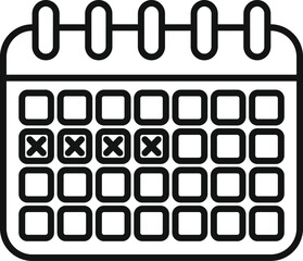 Vector illustration of a minimalistic calendar icon with marked dates, isolated on white