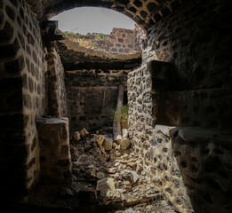 Destruction in the historic Cairo Citadel due to the war in the city of Taiz, Yemen