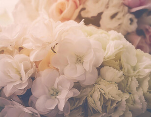 Obraz premium Fiori di bosco come campanule, anemoni e felci disposti su uno sfondo bianco