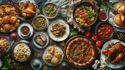 Fototapeta premium Assortment of Russian traditional dishes. Russian food