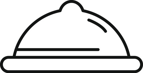 Simple, outlined vector icon representing a closed serving cloche or dish cover