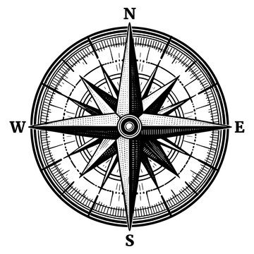 recommend clip art: Wind rose Nautical Compass map sketch engraving generative ai fictional character PNG illustration. Scratch board imitation. Black and white image.