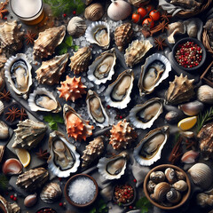 Opened oysters on the table