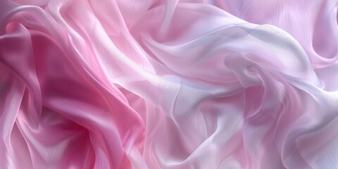 Obraz premium A pink and white fabric with a flowy texture. The pink and white colors create a soft and delicate appearance