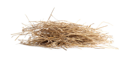 Dried straw isolated on white. Livestock feed © New Africa