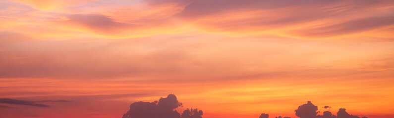 Panoramic sunset and golden sky