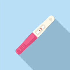 Vector illustration of a positive pregnancy test result with two lines on a pink and blue background. A minimalist and modern flat design graphic for family planning and reproductive health