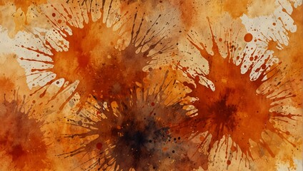 Watercolor orange background with splashes. Watercolor illustration