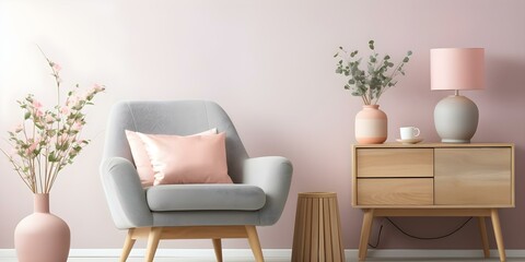 Tranquil and Contemporary Psychotherapy Room with Elegant Pastel Decor. Concept Tranquil Setting, Contemporary Space, Psychotherapy Room, Elegant Decor, Pastel Aesthetics