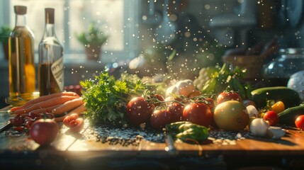 Lifestyle photograph featuring healthy eating habits such as cooking with fresh ingredients. Generative ai.