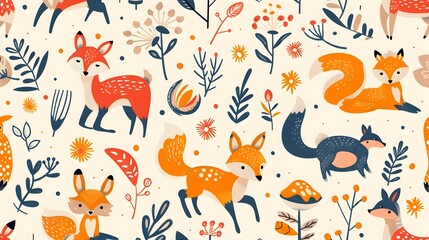 Charming Woodland Creatures in a Vibrant Autumn Forest
