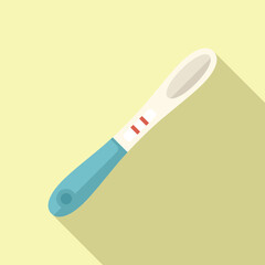 Flat design vector illustration of a positive pregnancy test with a shadow on a pale yellow background