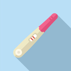 Expecting a baby, positive pregnancy test result vector illustration in flat design with two lines, blue background, and shadow