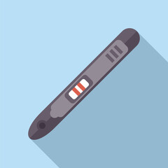 Vector illustration of a flat design digital pregnancy test with a positive result on a blue background
