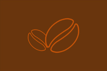 Vector illustration of coffee beans isolated brown background.