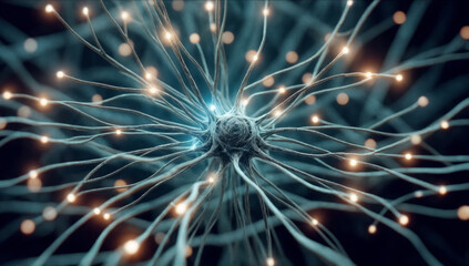 Abstract image of synaptic connection in a neural network