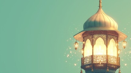 Ornate Islamic Lantern 3D Illustration for Eid al-Adha