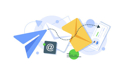 Email and messaging,Email marketing campaign,flat design icon vector illustration