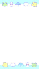 16:9 ファンシーな雨の日フレーム★PNG