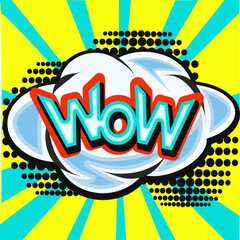 text WOW in pop art style