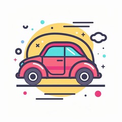 Obraz premium A cartoon car with a yellow background