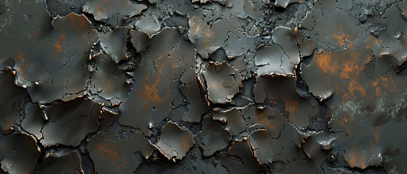 3D render of Charred Metal 3d render texture Pbr style
