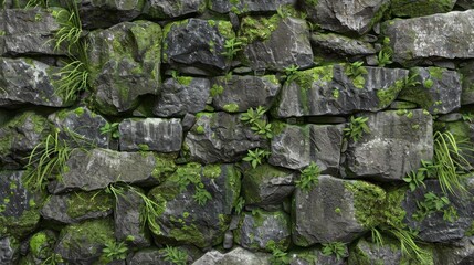 Fototapeta premium 3D render of Mosscovered Stone 3d render texture Pbr style