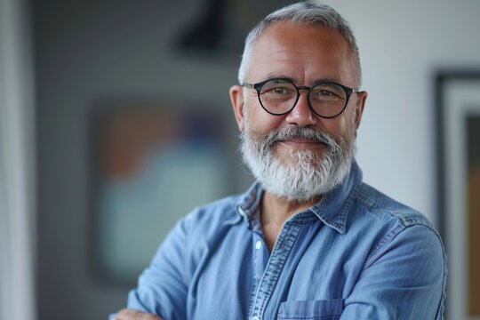 Mature curriculum developer, confident, professional, digital SLR, standard zoom, daytime, office portrait, digital, high realism, soft light. , background blur