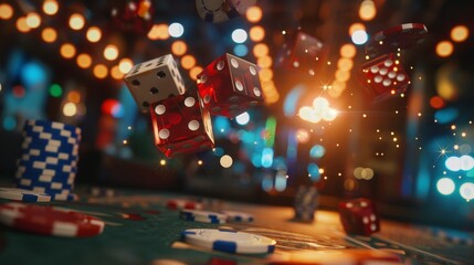A deck of cards and a pile of chips on a table