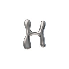 Letter H metallic 3D Y2K vector icon illustration