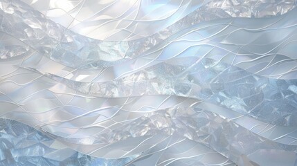 Elegant winter design with pale blue silver white mosaic shimmering highlights and wave textures wallpaper