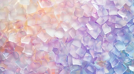 Spring mosaic of lilac mint and peach with blurred edges and light wallpaper