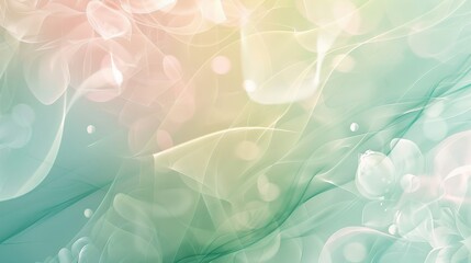 Abstract with flowing pastel greens pinks and blues floral textures wallpaper