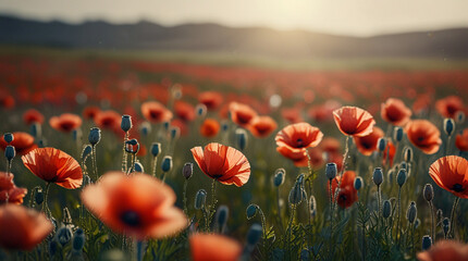 Obraz premium field of poppies in spring